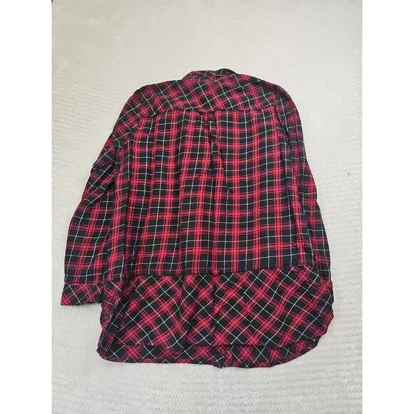 J Jill Shirt Womens Large Plaid Button Up Red & Black - Picture 6 of 7
